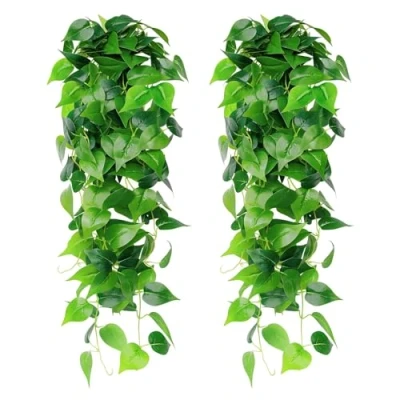 Afbeelding van logei Kunstmatige hangplant, 2 stuks, kunstklimop, hangende klimopplant, plastic planten, kunstklimop voor bruiloft, tuin, hangmanden en wanddecoratie