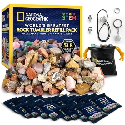 Afbeelding van National Geographic Navulset voor rotsen een mengsel van 2,26 kg stenen en edelstenen, inclusief polijstkorrels