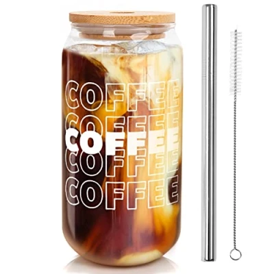 Afbeelding van Mason Life Iced Coffee Cup, Cups met deksels en Rietjes, Bierblikglas rietje, Ijskoffie glazen Beker, Blikvormige kopjes, 20oz Drinkglazen, Smoothie