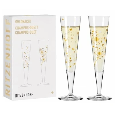 Afbeelding van RITZENHOFF 6031007 champagneglas 200 ml serie Goldnacht set van 2 F24 designstuk met echt goud Made in Germany