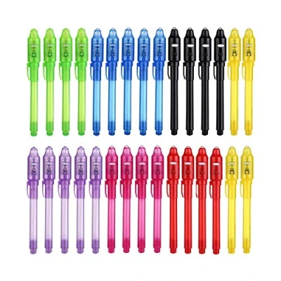 Afbeelding van DazSpirit 30 stuks onzichtbare inktvullers, partytas, spionpen met uv licht voor kinderen, magische inkt, onzichtbaar om te schrijven, een bericht