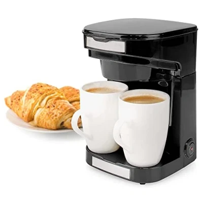 Afbeelding van TronicXL Klein koffiezetapparaat voor 1 2 kopjes + permanent filter, mini koffiezetapparaat, compact filterkoffiezetapparaat, zwart