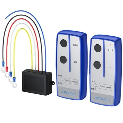 Afbeelding van AUTOUTLET Draadloze elektrische kabellier, afstandsbediening, bereik 30 m, 12 V motorlier, poortopener, controller, set voor lier, kipper, vrachtwagen, jeep ATV