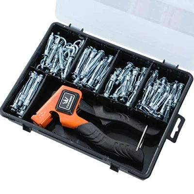 Afbeelding van TOPWAY Verzinkt Metaal Gipsplaat Holte Holle Muur Bevestigingen &amp; Schroeven Ankers Tang Assortiment Toolkit Set 63 Stuks