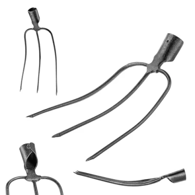 Afbeelding van KADAX Steenvork zonder steel, aardappelvork van staal, raapvork, draadvork, aardappelvork, spatvork, mestvork, hooivork, grafvork (zwart 3 tanden)