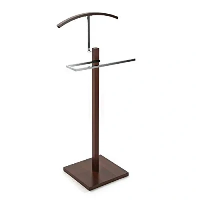 Afbeelding van Versa Wengue Modern Multifunctioneel Nachtkastje met 2 Hangers voor Heren of Dameskleding, Afmetingen (H x B H) 112 35 cm, Hout, Kleur Bruin