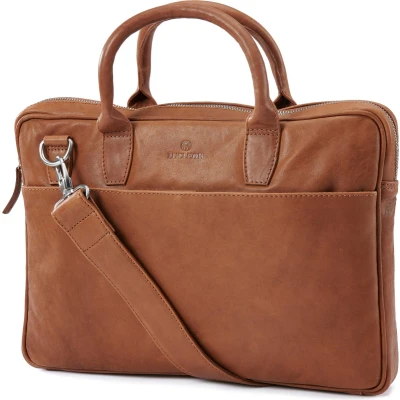 Afbeelding van Lucleon Cambodia Bruine leren laptoptas voor heren