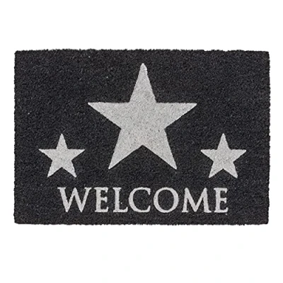 Afbeelding van Carpido Voetmat kokos Welcome ster zilver deurmat 40x60 cm antibacteriële entreemat kokosmat met vinyl rug natuurlijk materiaal 100%