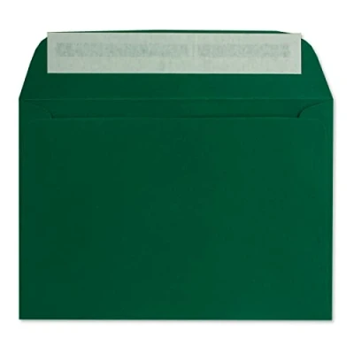 Afbeelding van enveloppen, 50 stuks DIN C6 donkergroen, 11,4 x 16,2 cm, 90 gram, zelfklevende standaard enveloppen voor doop &amp; uitnodigingen van je Glüxx Agent