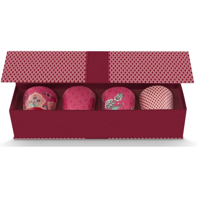 Afbeelding van Mok Giftset Pip Studio Oriental Flower Festival Dark Pink 230 ml (Set van 4)