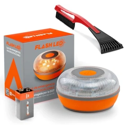 Afbeelding van FLASH LED SOS noodlicht V16 aangesloten, gecertificeerd DGT 3.0, verplicht, SIM en dataservice tot 2038, magnetische voet, waterdicht stofdicht IP54 + ijskrabber