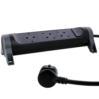 Afbeelding van Legrand, Stekkerdoos, Roterende stekkerdoos 3x stopcontact, 1,5m kabel Zwart 694528 (3 x, CEE, Multinational, CEE 7/3, 1.50 m)