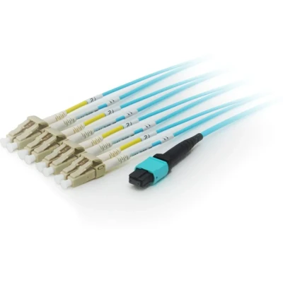 Afbeelding van Equip MTP/LC 50/125Î¼m 10m MTP 4x LC Cyaan Glasvezel kabel