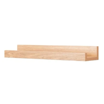 Afbeelding van Foto lijst eiken bruin L40 cm MDF houten wandplank smalle wanddecoratie hangrek fotorail galerijlijst