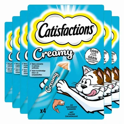 Afbeelding van 6x Catisfactions Kattensnack Zalm Creamy 4 x 10 gr