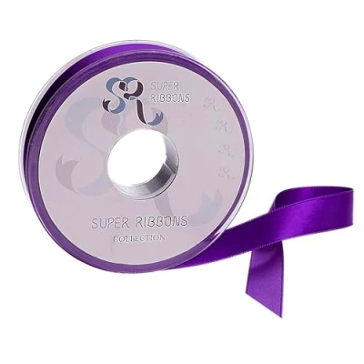 Afbeelding van SR SUPER RIBBONS®™ Volledige rol 15 mm dubbelzijdig satijnen lint, 20 meter op paars