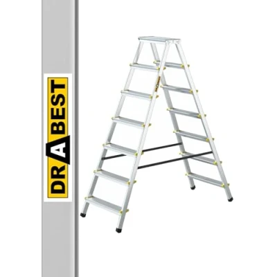 Afbeelding van Drabest PRO SERIE Ladders 2x7 Traps Aluminium Dubbelzijdige Huishoudladder 150kg Trapladder Multifunctioneel Opvouwbare 51 x 156 16cm