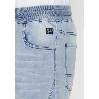 Afbeelding van Koroshi Bermuda Jogger Jeansshort, Heren, Maat: Small, Azul cl light blue
