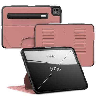 Afbeelding van Zugu case iPad Pro 11 (M4) 2024 oersterke luxe flip over volledige 360˚ bescherming met multifunctionele standaard functie geschikt voor Apple Pencil Desert Rose