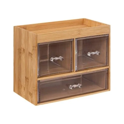 Afbeelding van 5Five sieraden/make up organizer 3 lades 24 x 20 cm rechthoek bamboe/kunststof opbergen