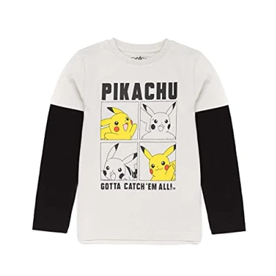 Afbeelding van Pokemon T shirt Jongens Kinderen Skater Kleding Grijze Pikachu Game Top 11 12 jaar