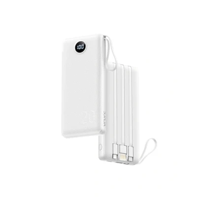 Afbeelding van VRURC Powerbank 20000mAh met geïntegreerde oplaadkabel 22.5W PD QC3.0 snel opladen Power bank USB C Externe batterij draagbare oplader LED display Compatibel iPhone Samsung Huawei smartphones