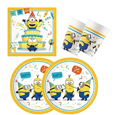 Afbeelding van Procos 10137423 Partyset S Minions: Rise Of Gru, 52 delige set, 16 borden, bekers, 20 servetten, wegwerpservies, feestservies, tafeldecoratie