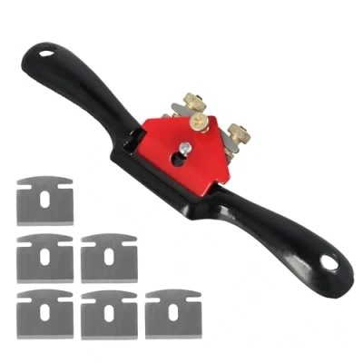 Afbeelding van Litinliv Gladmakende vlakken voor hout, platte basis spaakvoerder met 6 reservemesjes, verstelbare spokeshave, houtbewerking handgereedschap, handschaafmachine, houtambacht,