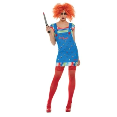 Afbeelding van Smiffy&#039;s Chucky &amp; Child&#039;s Play Kostuum Wil Met Je Spelen Vrouw Blauw Medium Halloween Verkleedkleding