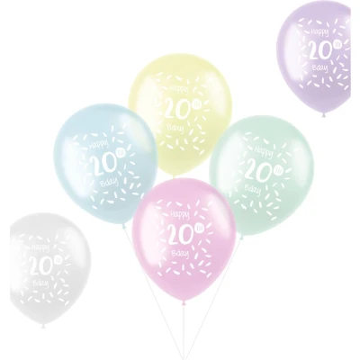 Afbeelding van Folat Ballonnen Pastel 20 Jaar 33 cm 6 stuks