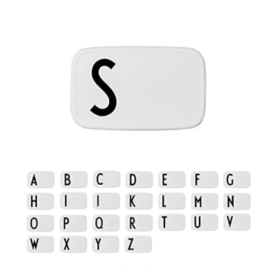 Afbeelding van Design Letters Lunchbox (A Z) BPA vrij broodtrommel Verkrijgbaar in modieuze kleuren Food Container Ideaal voor school, werk of reizen Wit/Zwart