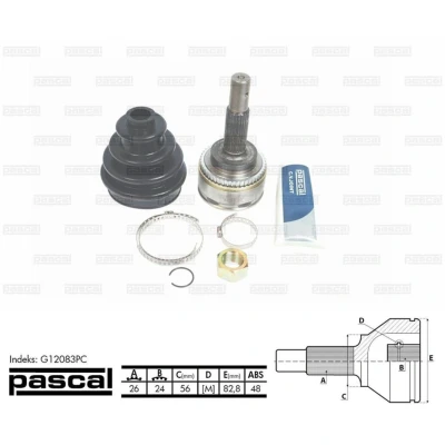 Afbeelding van Homokineet reparatie set, aandrijfas PASCAL G12083PC