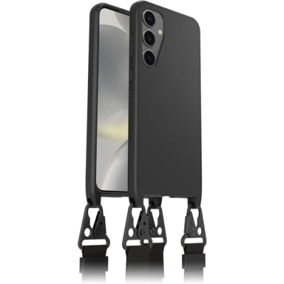 Afbeelding van OtterBox React Lanyard hoesje voor Samsung Galaxy S24+, Ultradun, Beschermhoesje met verstelbare en afneembare kettingriem, Getest volgens militaire standaard, Zwart, Zonder Verpakking