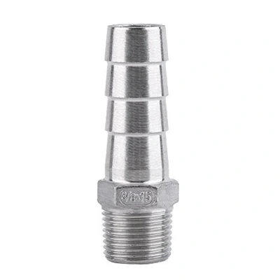 Afbeelding van SS304 Slangaansluiting, slangaansluitstuk, slangadapter, roestvrij staal, BSP stekker (3/8 x 15 mm)
