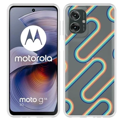 Afbeelding van Cazy Hoesje geschikt voor Motorola Moto G55 Siliconen Retro Regenboog II
