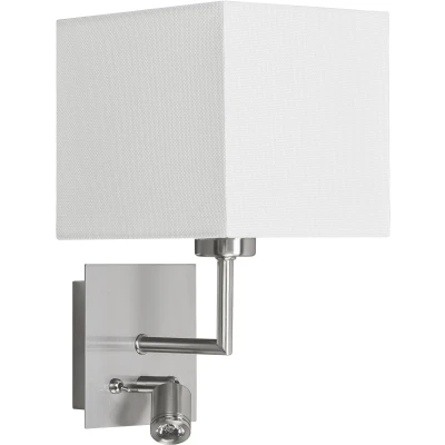 Afbeelding van HighLight wandlamp Hotel met leeslamp wit / mat staal