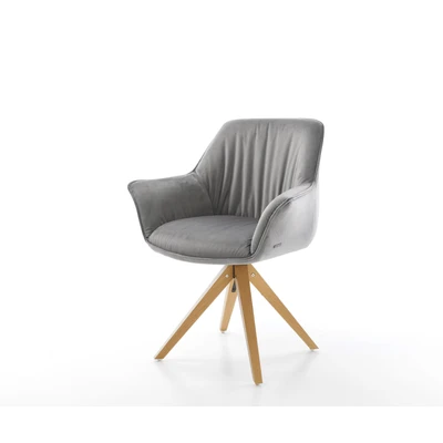 Afbeelding van Draaistoel Keila Flex met armleuning houten frame hoekig fluweel grijs 180