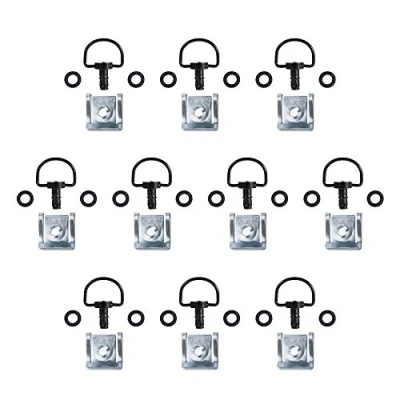 Afbeelding van Oldbones 10 stuks motorfietsbevestigingen snelsluiting D ring type C 14 mm (zwart)
