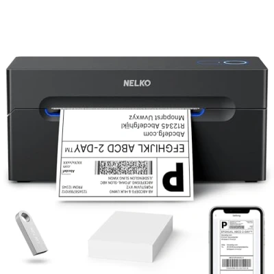 Afbeelding van Nelko Bluetooth Thermal Shipping Label Printer, Wireless 4x6 Printer for Packages, Support Android, iPhone and Windows, Widely Used Amazon, Ebay, Shopify, Etsy, USPS