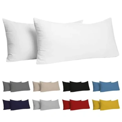 Afbeelding van Dreamzie Taie Pillow 50x80 cm (veel 2) 100% katoenen trui 150 GSM Wit kussensloop 50 x 80 katoen resistent en hypoallergeen kussendeksel voor kussens