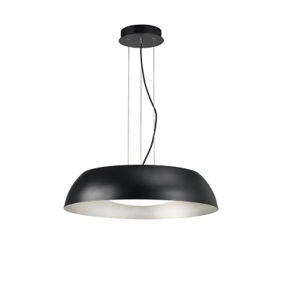 Afbeelding van Inspired Lighting Argenta plafond hanger grote 30W LED 3000K, 3000lm, mat zwart, zilver, wit acryl