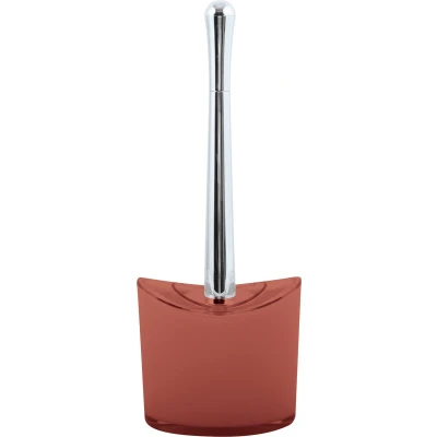Afbeelding van MSV Toiletborstel in houder/wc borstel Aveiro PS kunststof/rvs terracotta/zilver 37 x 14 cm Toiletborstels
