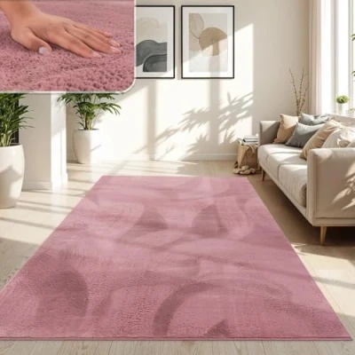 Afbeelding van Hoogpolig Tapjit Shaggy Woonkamer Modern Effen Kleur Fluffy, Kleur:Roze Paarse, Maat:120x160 cm