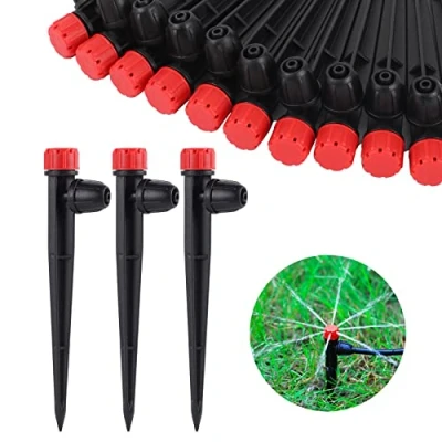 Afbeelding van Druppelbewateringsstraler, instelbare 360 graden druppelspot op 5 inch met paal voor 1/4 druppelirrigatieslangen tuinirrigatiesysteem (50 stuks rode druppeldruppeldruppeldruppel)