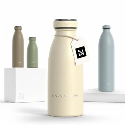 Afbeelding van LARS NYSØM &#039;Ren&#039; Roestvrijstalen drinkfles 350ml BPA vrij geïsoleerde waterfles 0,35 Liter Buttercream