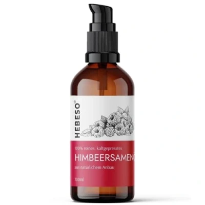 Afbeelding van HEBESO Frambozenpitolie 100% Koudgeperst 100ml Anti aging, voedend, rijk aan vitamine A/E, EFA&#039;s Behandelt rimpels, fijne lijntjes, droge huid Gezichtsverzorging