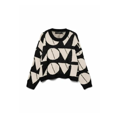 Afbeelding van Vero Moda Trui Vmlove Ls O neck Pullover Boo 10331432 Black/birch Dames Maat S