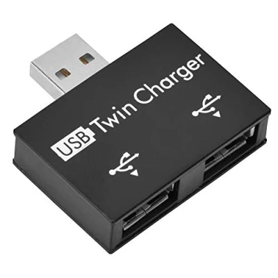 Afbeelding van USB hub connector, USB2.0 male naar 2 poort lader splitter adapter converter (zwart)