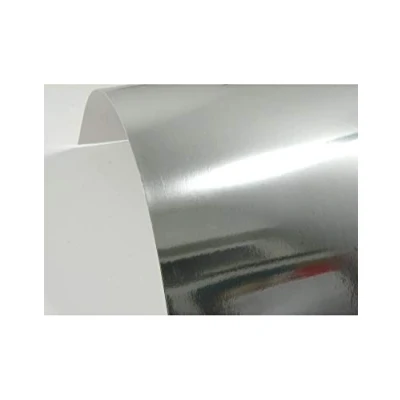 Afbeelding van Netuno 10x spiegelkarton zilver eenzijdig bedrukt A4 210x297mm 225g Mirror Silver voor kaarten maken scrapbooking decoraties reclamemappen promotie folders cadeauhangers verpakking