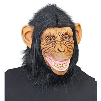 Afbeelding van Widmann Aap &amp; Gorilla Baviaan King Kong Kostuum Masker Chimpansee Met Pluche Haren Bruin, Zwart Carnavalskleding Verkleedkleding
